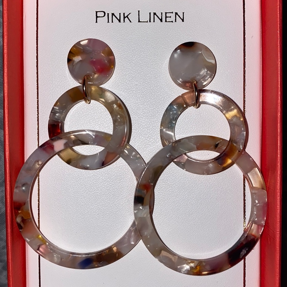 Pink Linen Acrylic Earrings